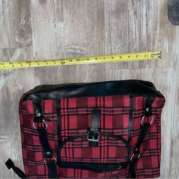 Tartan xl tote bag lightly lined with zip wall pocket zip top w/ lg  snap pocket - Picture 9 of 10